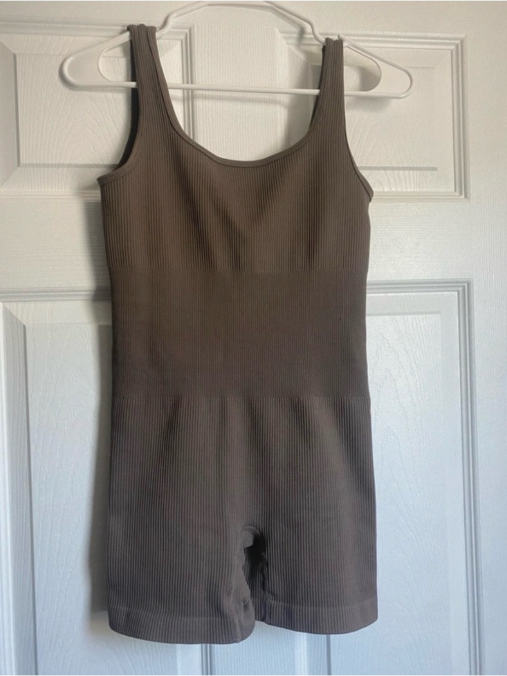 Macy's Ribbed Sleeveless Brown Jumpsuit Romper